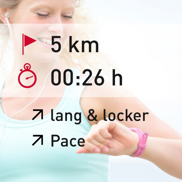 5 km - 00:26 h - distance - Pace