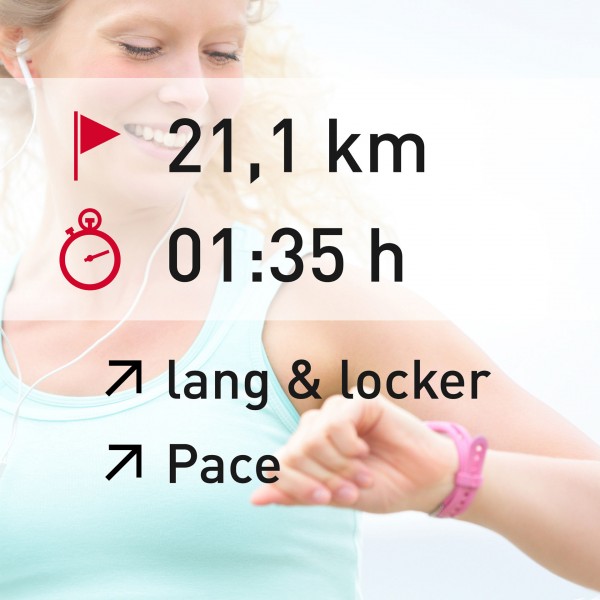 21,1 km - 01:35 h - distance - Pace